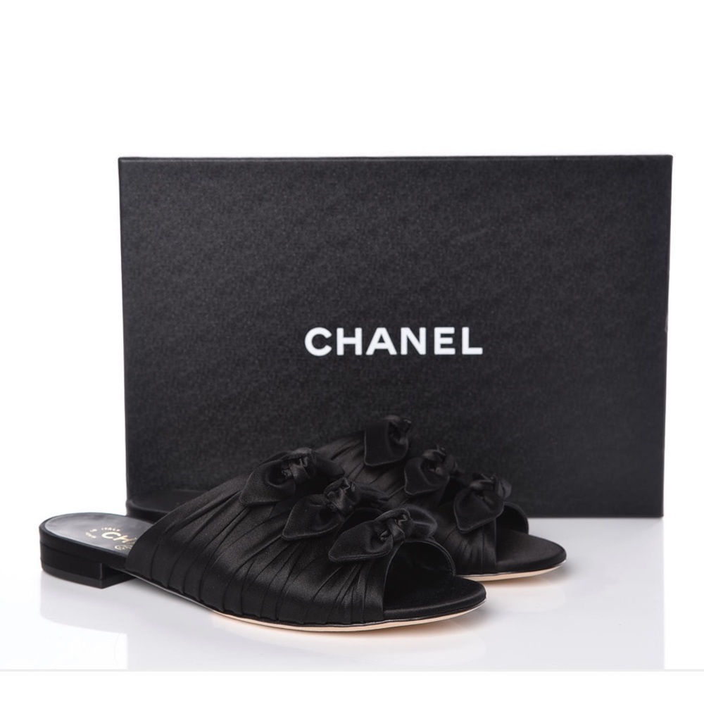 Chanel Satin Bow Mules